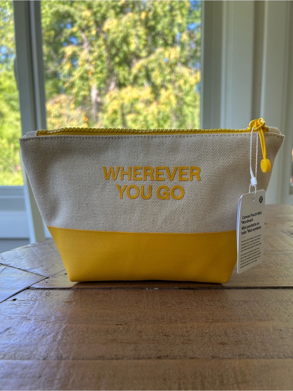 Lululemon Two-Tone Yellow and Cream Canvas Cosmetic Pouch Mini - Picture 2 of 7